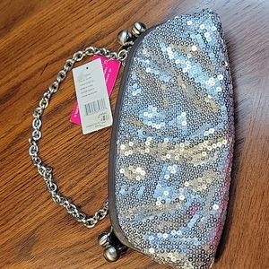 BCBG Silver Sequin Clutch Bag